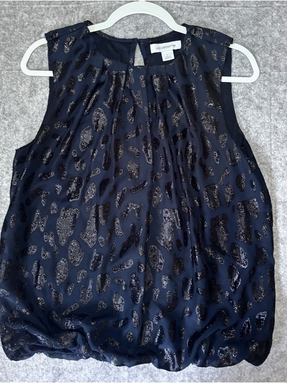 Liz Claiborne Navy Metallic Animal-Print Sleeveless Camisole